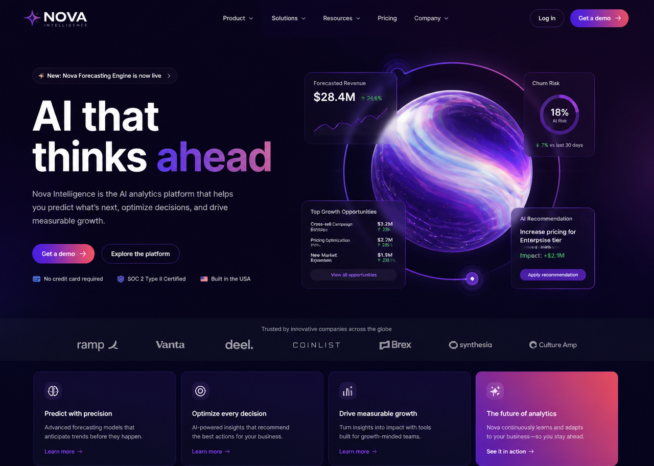 Nova Intelligence website screenshot